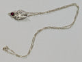 Leaf with Garnet on Sterling Silver Chain