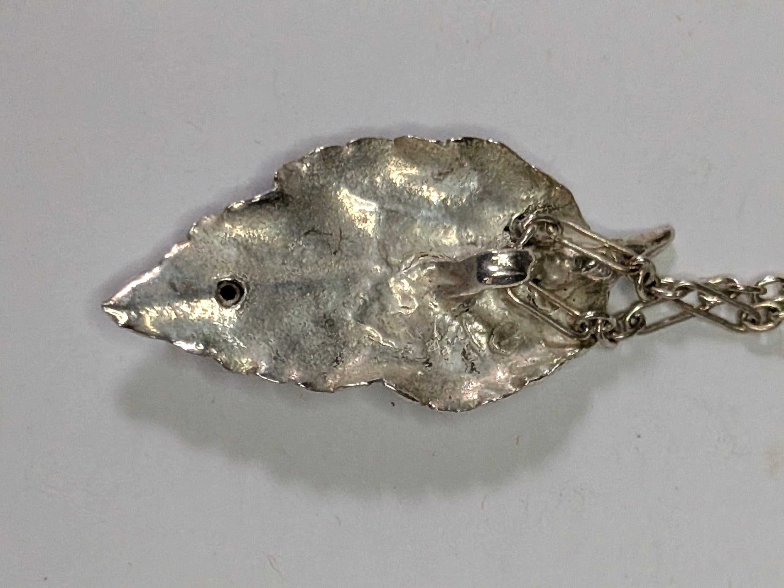 Leaf with Garnet on Sterling Silver Chain