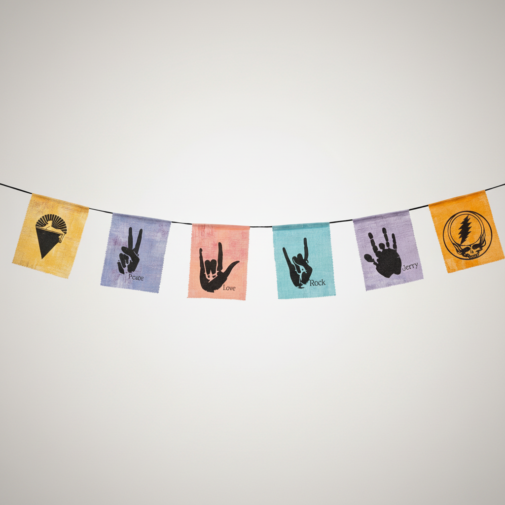 Peace Love Rock Jerry Prayer Flags